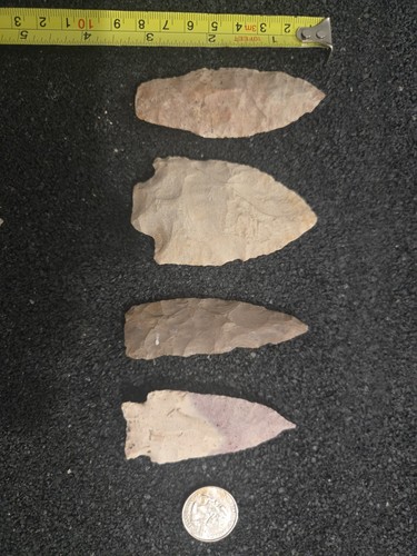 Four nice authentic arrowheads - four,
